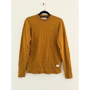 Lindbergh Denmark Merino Wool Crewneck Sweater Logo Mustard Yellow Women's Large